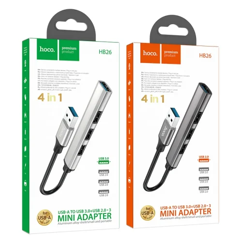 Bộ Chuyển Đổi Hoco HB26 4 in 1 adapter USB to USB3.0+USB2.0*3