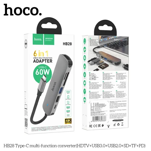Bộ Chuyển Đổi Hoco HB28 Type-C multi-function converter HDTV+USB3.0+USB2.0+SD+TF+PD