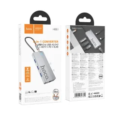 Bộ Chuyển Đổi Hoco HB51 Wow 6-in-1 multi-function converter HDTV+RJ45+PD+USB3.0*3