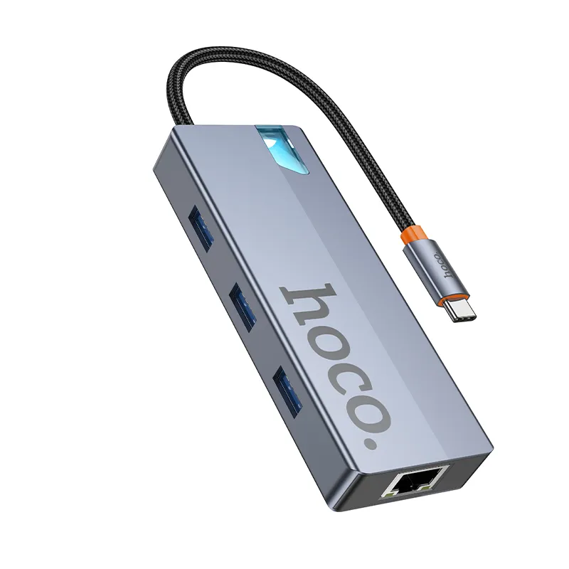 Bộ Chuyển Đổi Hoco HB51 6-in-1 đa năng HDMI RJ45 PD USB3.0 thiết kế nhỏ gọn hiện đại