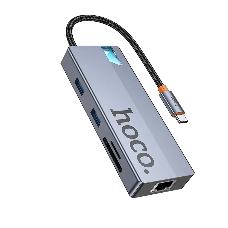 Bộ chuyển đổi Hoco HB52 đa chức năng 8 trong 1 với nhiều cổng kết nối tiện lợi