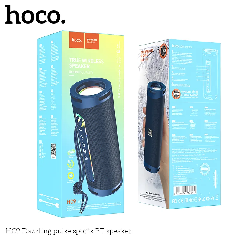Loa Bluetooth Hoco HC9 với thiết kế nhỏ gọn, bền bỉ phù hợp thể thao ngoài trời