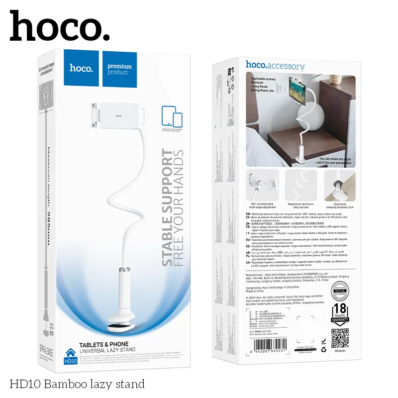 Giá đỡ Hoco HD10 Bamboo Lazy công năng đa dụng, giữ điện thoại và máy tính bảng chắc chắn