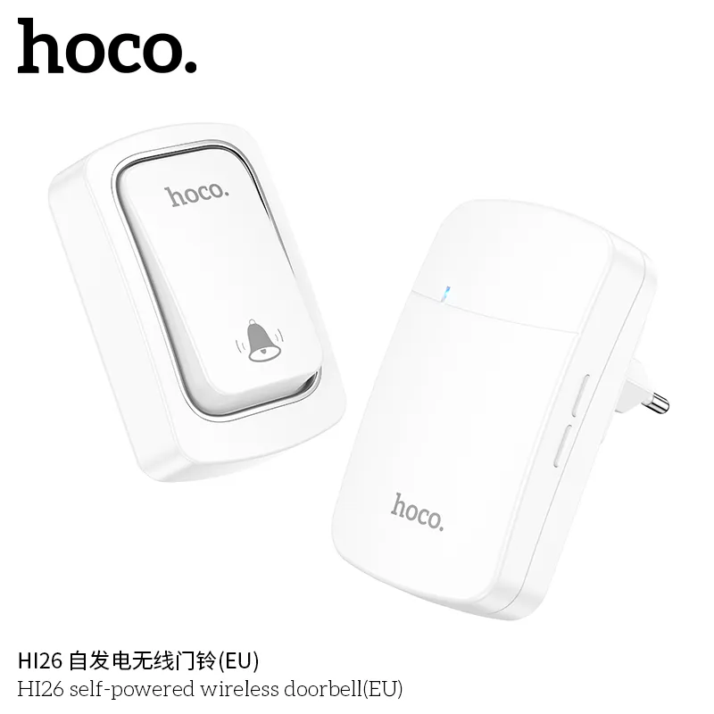 Bộ sản phẩm chuông cửa Hoco HI26 đóng gói đầy đủ chuẩn hãng, dễ dàng lắp đặt