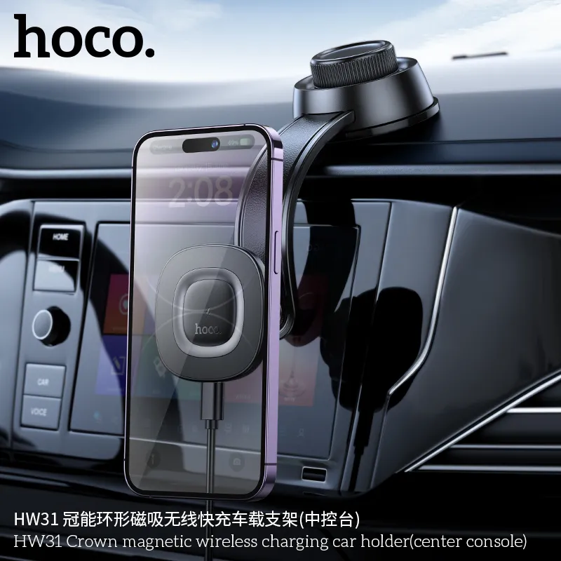 Giá Đỡ Ô Tô Sạc Không Dây Hoco HW31 Crown thiết kế hiện đại, chắc chắn phù hợp nhiều mẫu xe