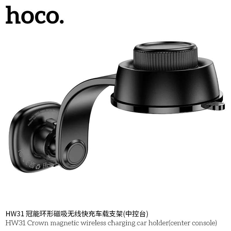 Giá Đỡ Hoco HW31 Crown tích hợp công nghệ sạc nhanh không dây tiện lợi, an toàn cho điện thoại