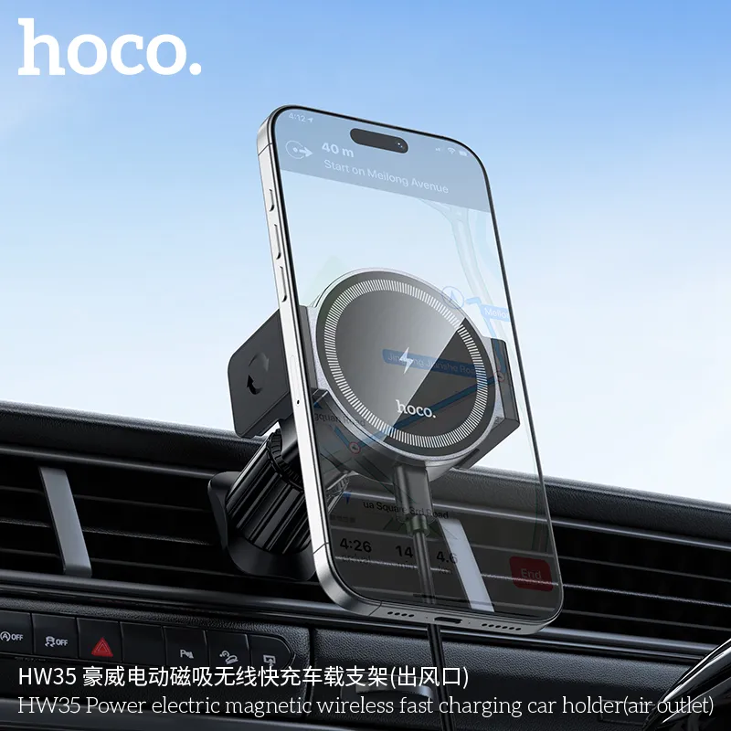 Giá Đỡ Ô Tô Sạc Không Dây Hoco HW35 Power Electric (Air Outlet) thiết kế hiện đại chắc chắn dễ lắp đặt