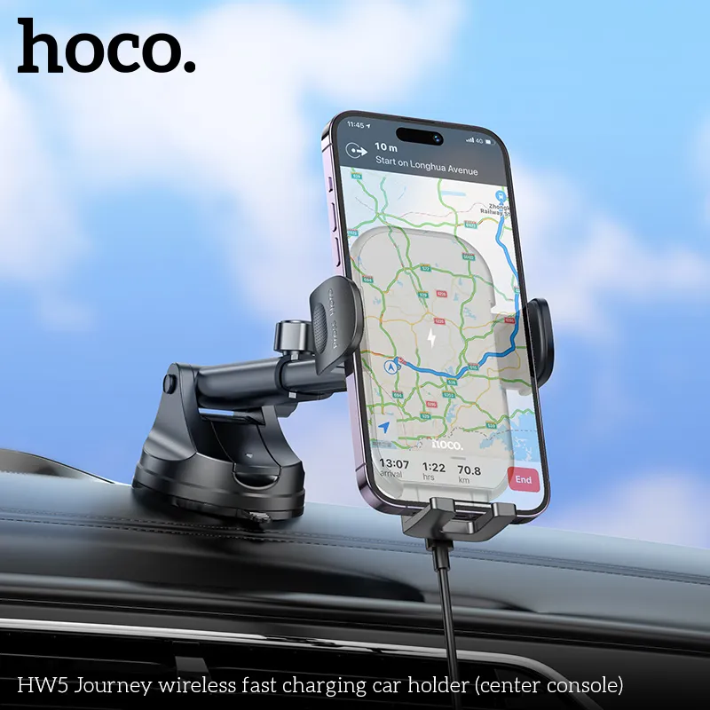 Giá Đỡ Ô Tô Sạc Không Dây Hoco HW5 Journey thiết kế hiện đại tiện lợi cho xe hơi