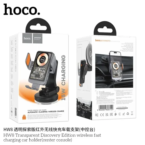 Giá Đỡ Ô Tô Sạc Không Dây Hoco HW8 Transparent Discovery Edition (Center Console)