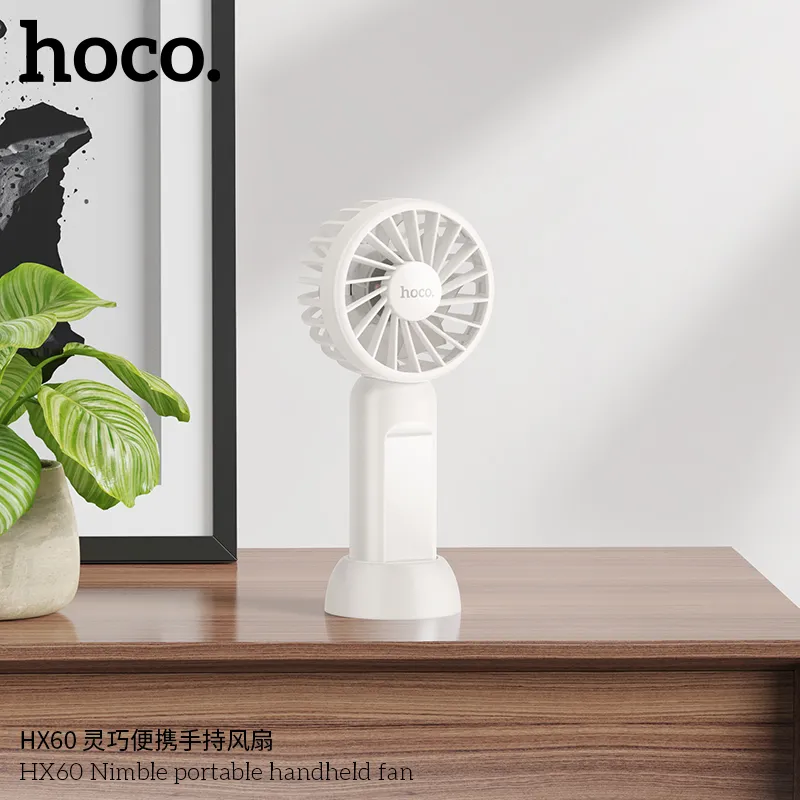 Tính năng quạt Hoco HX60 pin 1200mAh, sạc nhanh 2,5 giờ, thời gian dùng 2,8-6,5 giờ