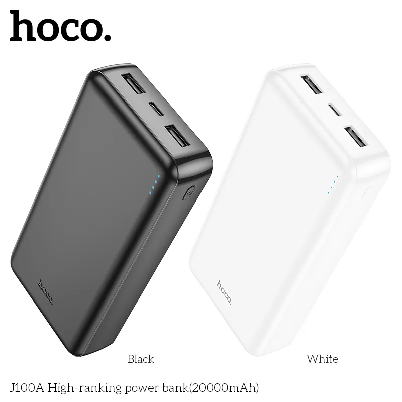Pin Dự Phòng Hoco J100A High-Ranking 20000mAh thiết kế hiện đại, nhỏ gọn với vỏ chống cháy bền bỉ