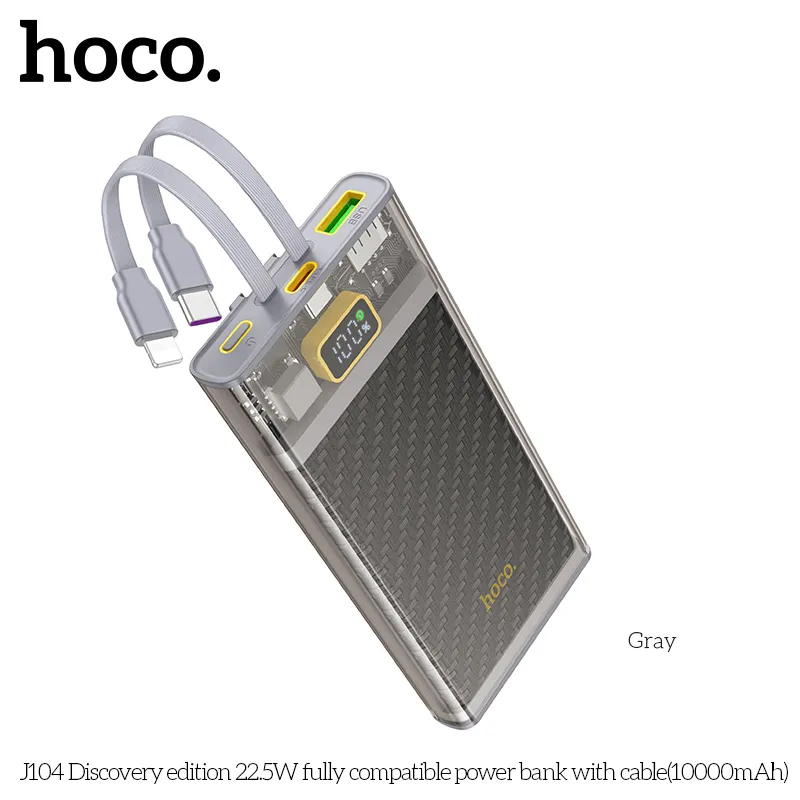 Pin dự phòng Hoco J104 Discovery Edition 22.5W dung lượng 10000mAh, thiết kế nhỏ gọn, phù hợp mọi thiết bị
