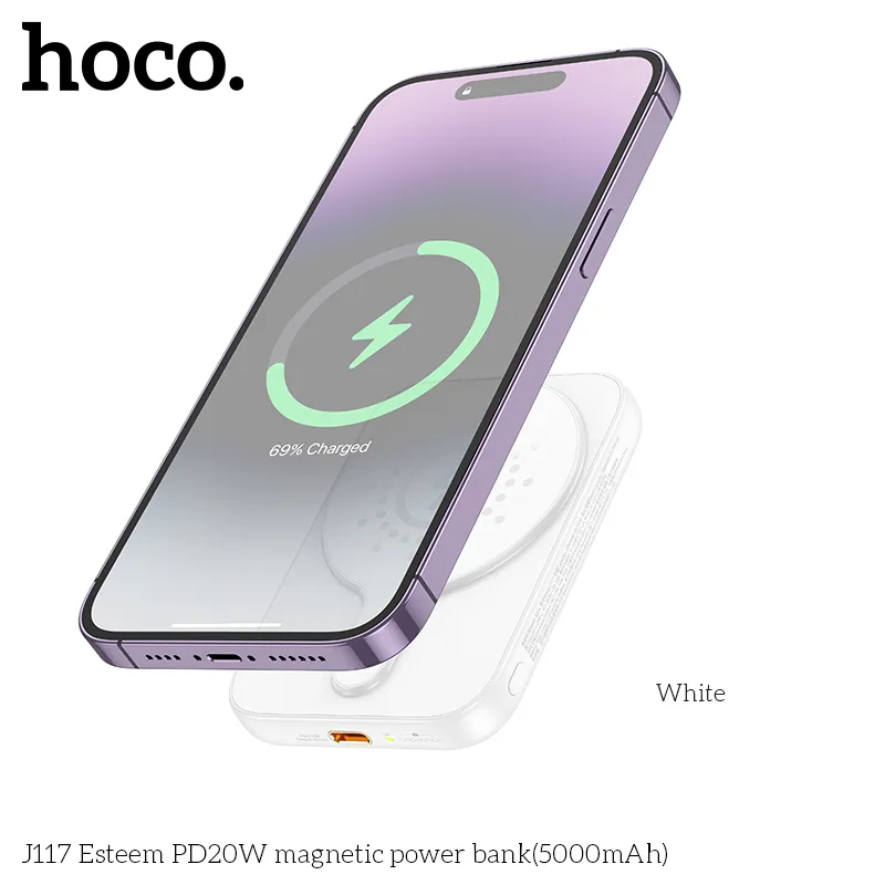 Pin Dự Phòng Hoco J117 Esteem PD20W nam châm 5000mAh thiết kế nhỏ gọn tiện lợi