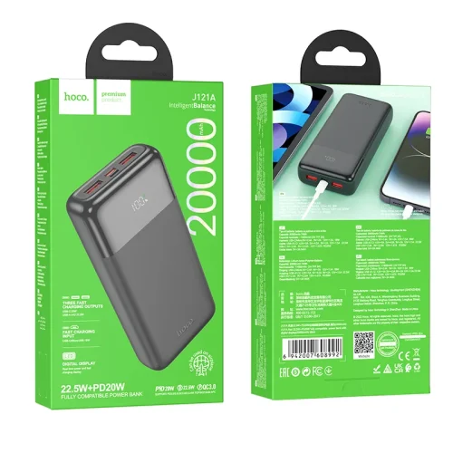 Pin Dự Phòng Hoco J121A Fast 22.5W+PD20W tương thích đầy đủ kèm màn hình kỹ thuật số 20000mAh