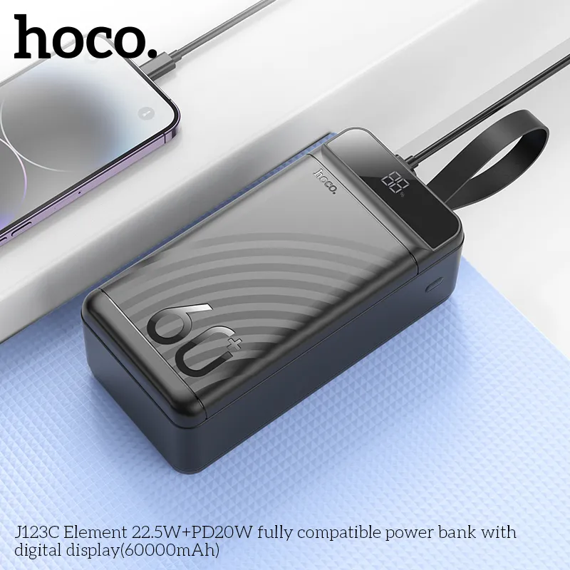 Pin Dự Phòng Hoco J123C Element 22.5W+PD20W dung lượng lớn 60000mAh