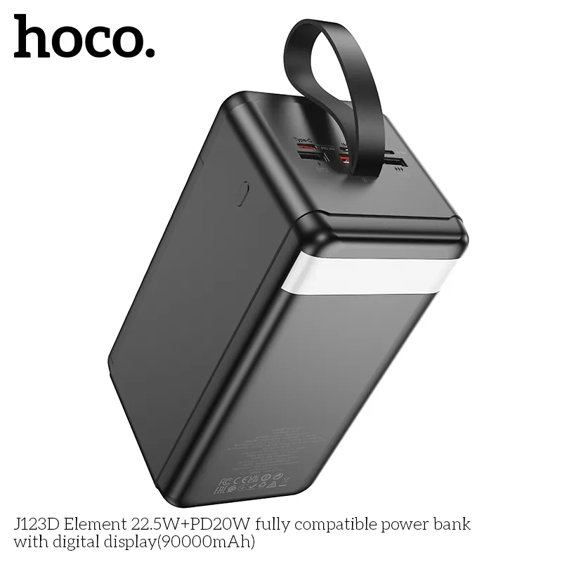 Pin dự phòng Hoco J123D dung lượng lớn 90000mAh tích hợp màn hình kỹ thuật số