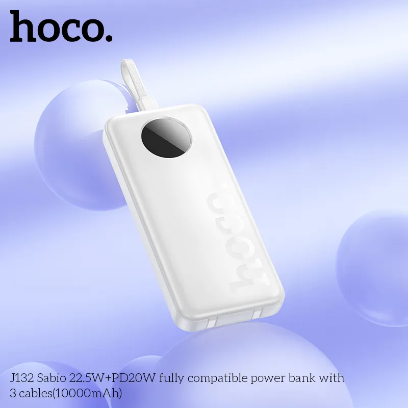 Đóng gói full box kèm 3 cáp tiện lợi sạc đa thiết bị