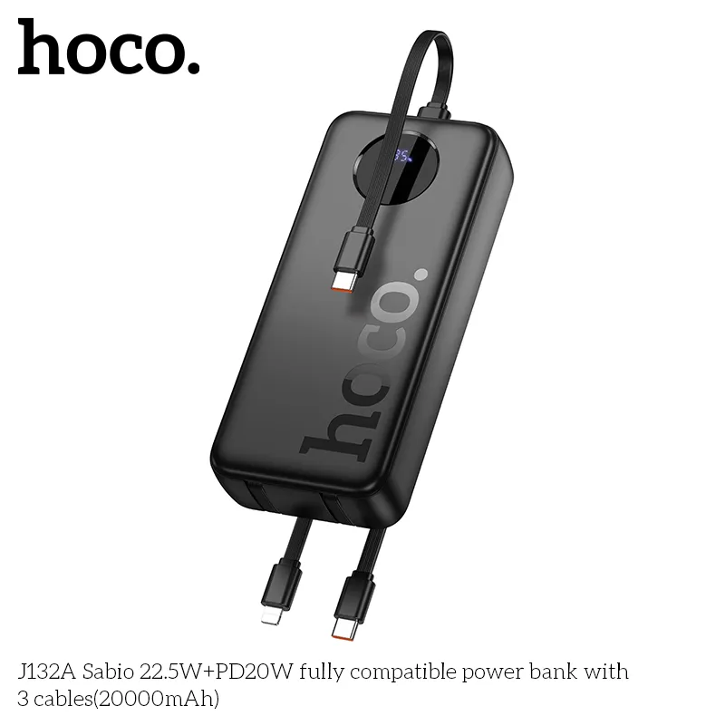 Thiết kế pin dự phòng Hoco J132A nhỏ gọn, vỏ ABS chống cháy bền bỉ