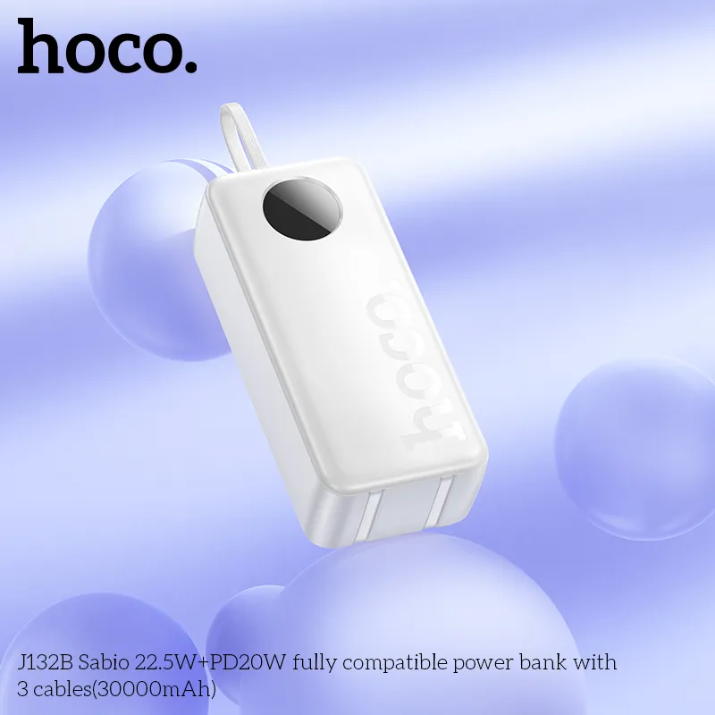 Pin Dự Phòng Hoco J132B Sabio thiết kế sang trọng, dung lượng lớn 30000mAh phù hợp mọi thiết bị