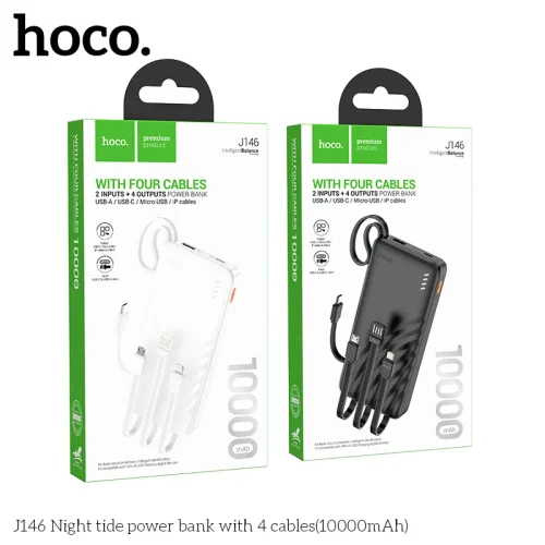 Pin Dự Phòng Hoco J146 Night Tide kèm 4 cáp 10000mAh