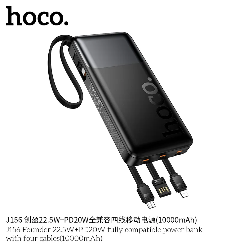 Đóng gói gồm pin dự phòng kèm 4 cáp sạc đa năng tiện dụng
