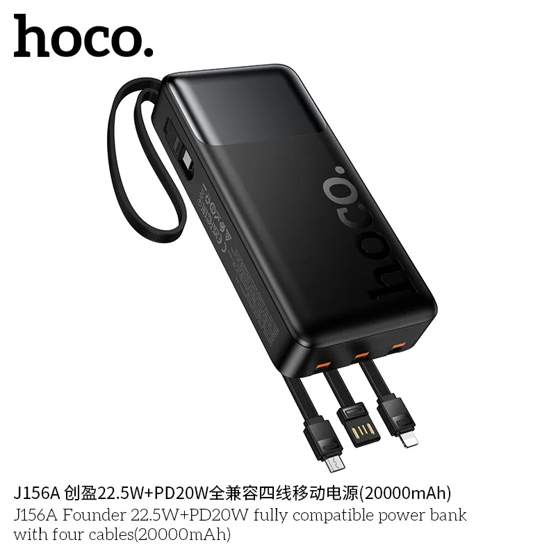 Pin dự phòng Hoco J156A Founder công suất 22.5W+PD20W, hỗ trợ sạc nhanh nhiều thiết bị