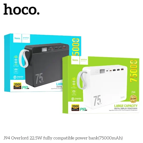 Pin Dự Phòng Hoco J94 Overlord 22.5W tương thích đầy đủ 75000mAh