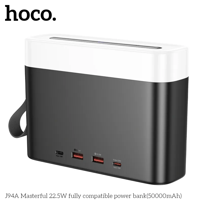 Pin Dự Phòng Hoco J94A Masterful 22.5W thiết kế hiện đại, dung lượng lớn 50000mAh