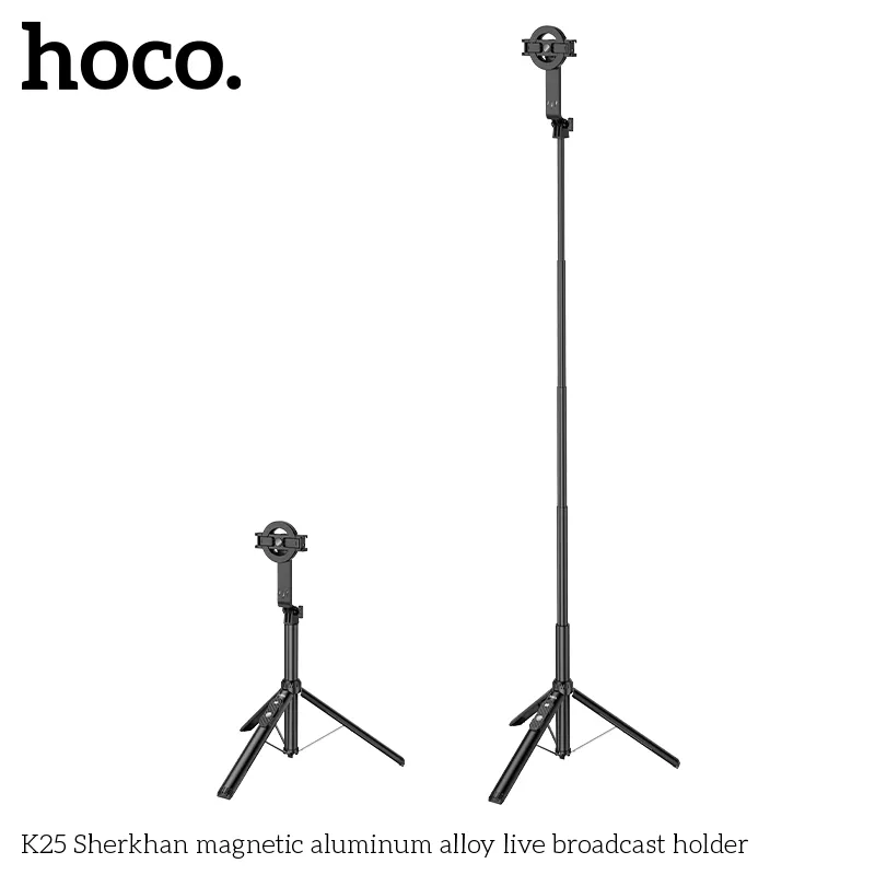 Gậy Tự Sướng Hoco K25 Sherkhan hợp kim nhôm hỗ trợ điện thoại 4,5-7 inch, điều khiển Bluetooth tiện lợi