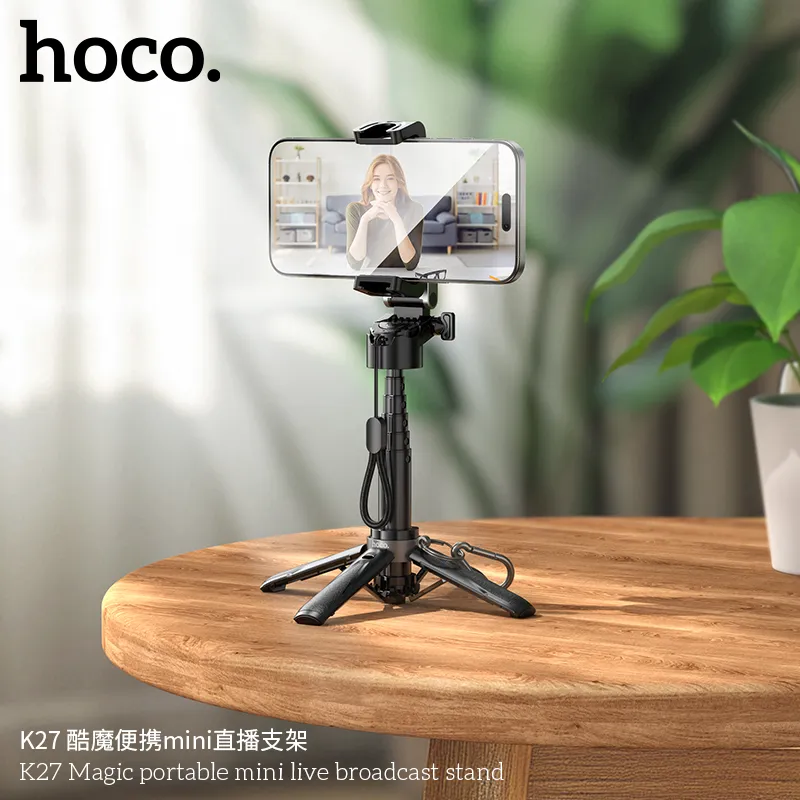 Gậy Tự Sướng Hoco K27 Magic mini di động mang lại trải nghiệm kết nối Bluetooth ổn định, thao tác nhanh