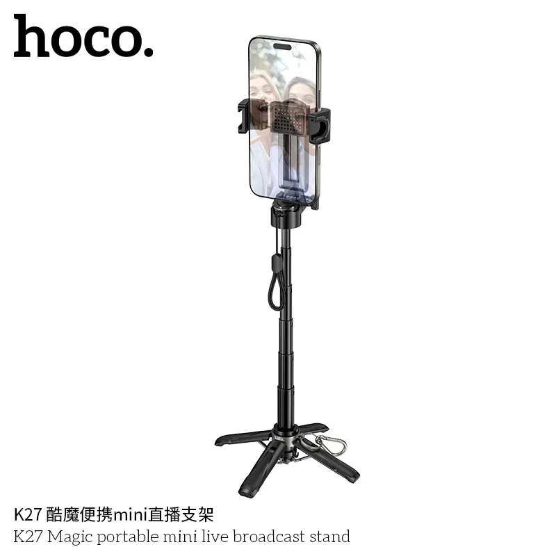 Gậy Tự Sướng Hoco K27 Magic mini di động tính năng chi tiết Bluetooth 5.2, pin 55mAh thời gian dùng 2 giờ