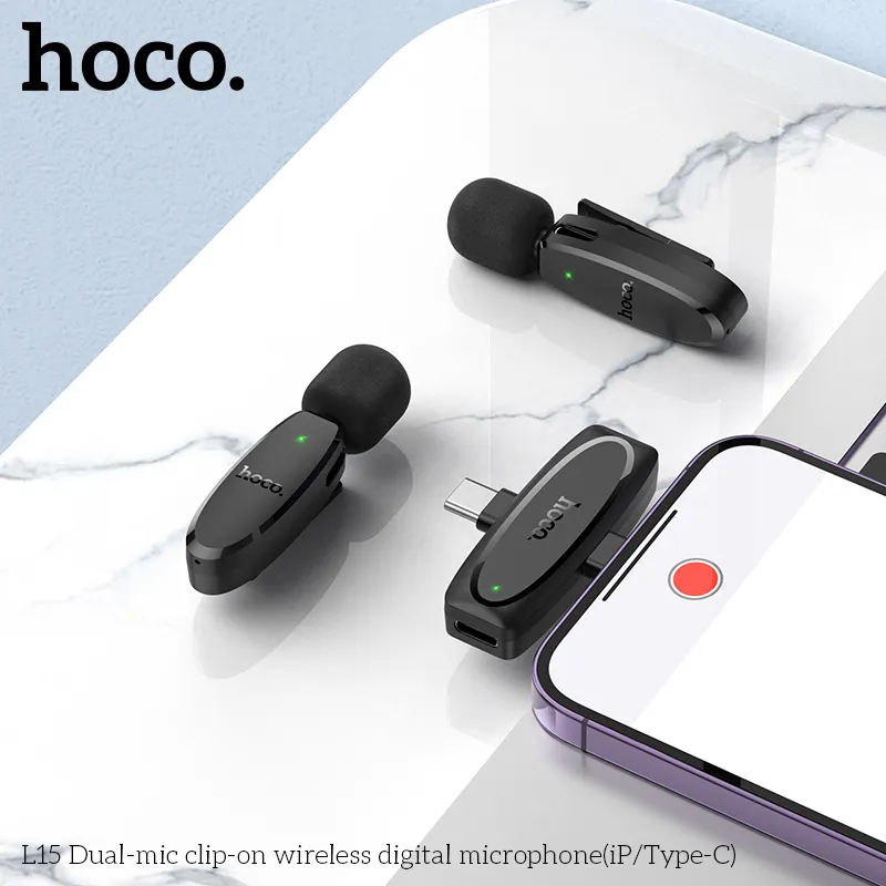 Mic Không Dây Hoco L15 công nghệ DSP giảm nhiễu âm thanh rõ nét