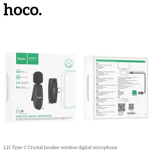 Mic Không Dây Hoco L15 Crystal Lavalier Digital (Type-C)