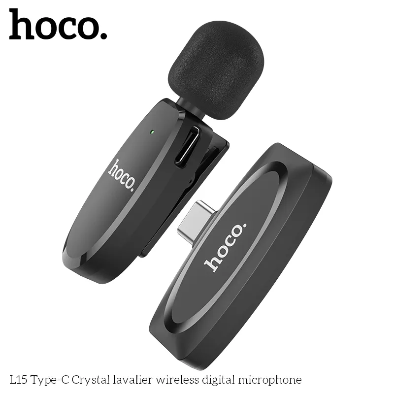 Mic Không Dây Hoco L15 Crystal Lavalier Digital trải nghiệm âm thanh kỹ thuật số DSP cao cấp