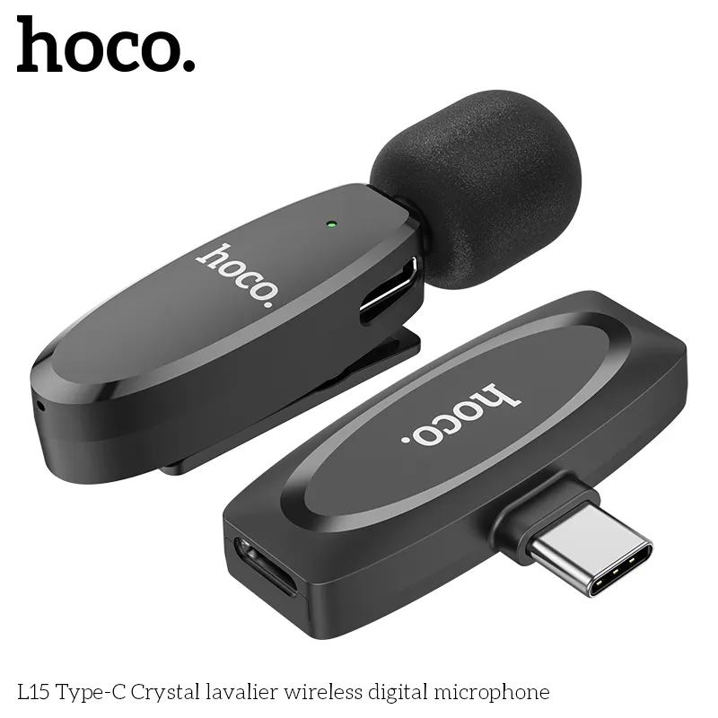 Mic Không Dây Hoco L15 Crystal Lavalier Digital tính năng giắc cắm Type-C tương thích rộng rãi