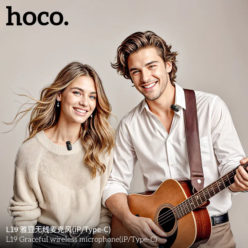 Mic Không Dây Hoco L19 Graceful kiểu dáng tinh tế, chất liệu ABS bền bỉ