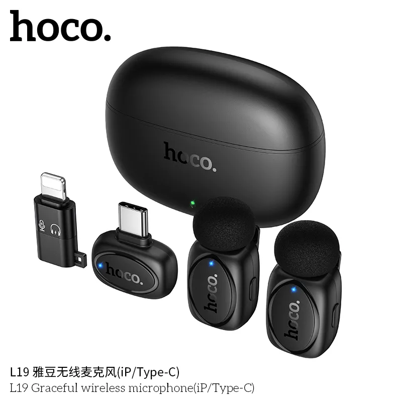 Đóng gói gọn nhẹ, đầy đủ phụ kiện Mic Không Dây Hoco L19 Graceful