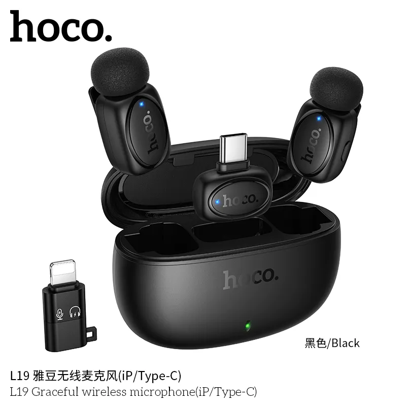 Kích thước nhỏ gọn 71x52x27mm thuận tiện mang theo Mic Không Dây Hoco L19 Graceful
