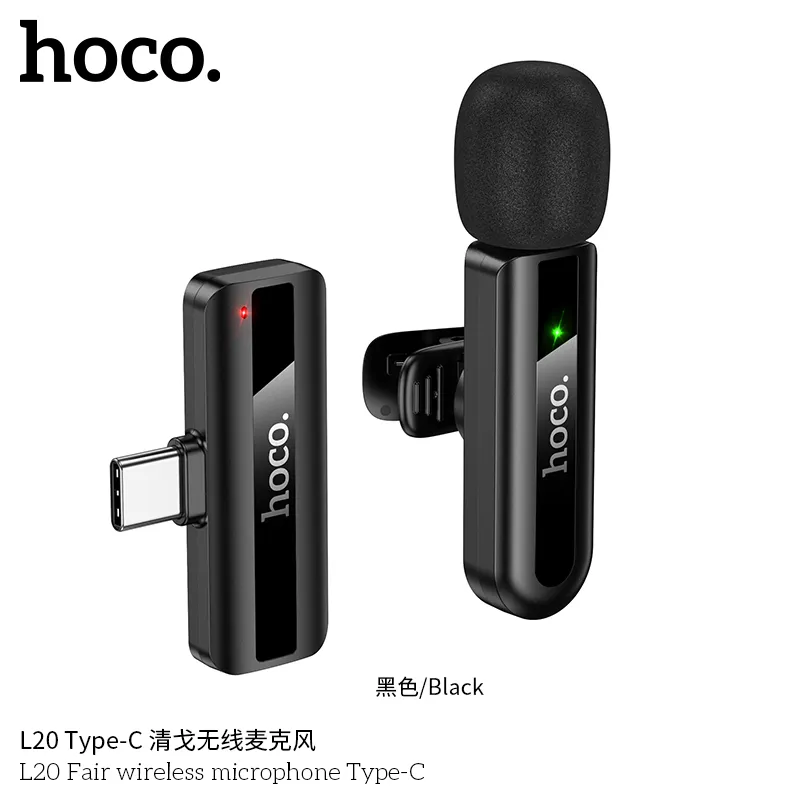 Kích thước nhỏ gọn mic và bộ thu Hoco L20 dễ cầm nắm