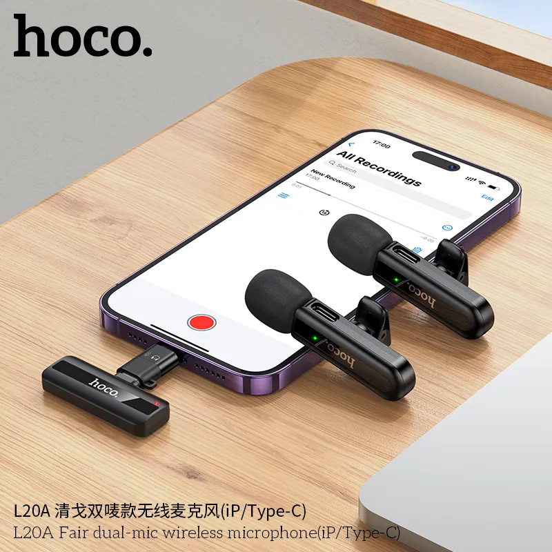 Mic Không Dây Hoco L20A công năng thu âm rõ nét DSP