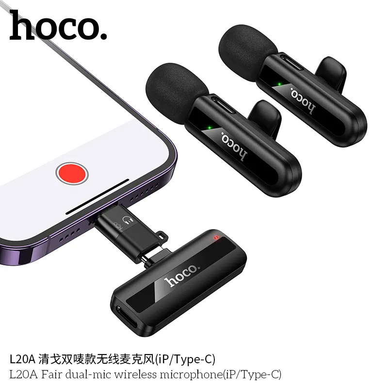 Đóng gói mic Hoco L20A đầy đủ phụ kiện tiện lợi