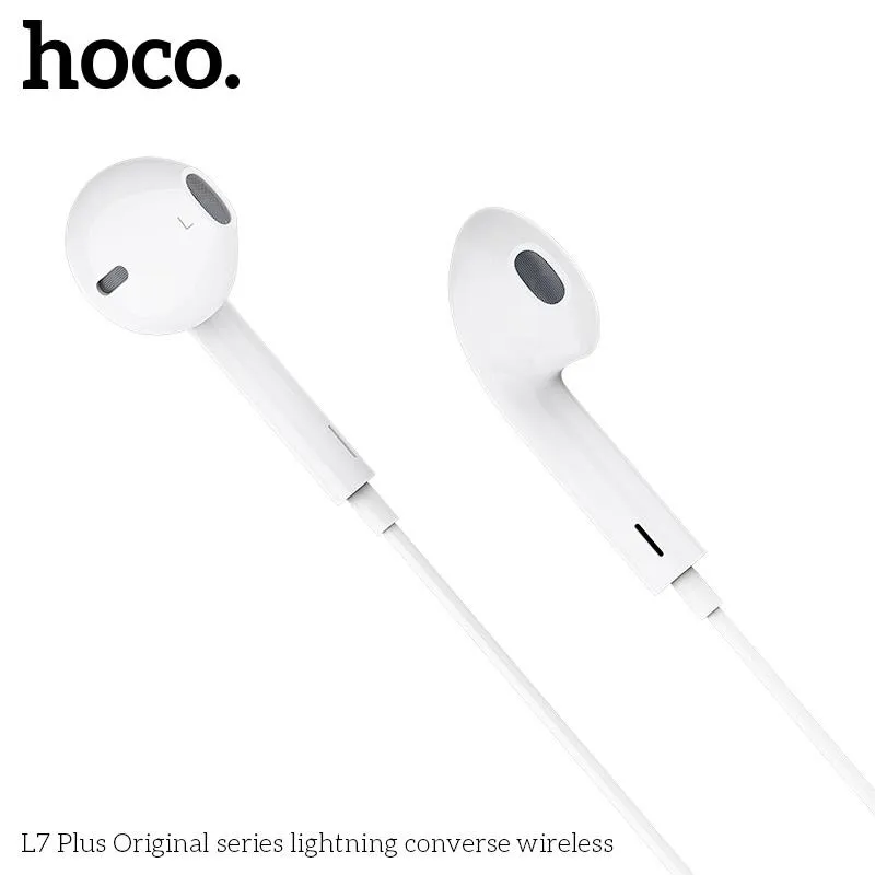 Thiết kế tai nghe iP Hoco L7 Plus kiểu dáng thời trang, dây TPE đàn hồi cao