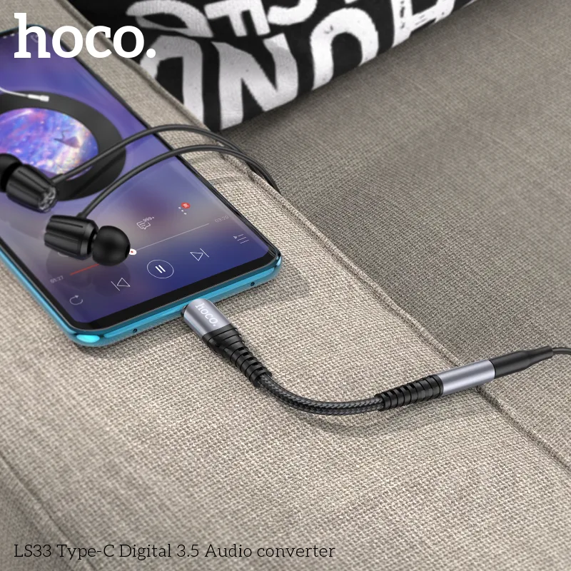 Cáp chuyển đổi âm thanh Hoco LS33 Type-C Digital to 3.5, thiết kế nhỏ gọn dễ dùng