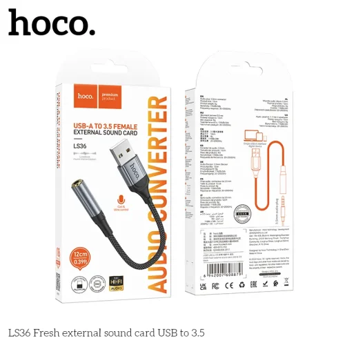 Cáp Chuyển Đổi Âm Thanh Hoco LS36 Fresh Sound Card USB to 3.5