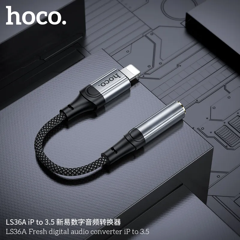 Cáp chuyển đổi âm thanh Hoco LS36A hỗ trợ mic và điều khiển trên dây tiện lợi