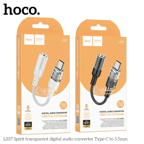 Cáp Chuyển Đổi Âm Thanh Hoco LS37 Spirit Transparent Type-C to 3.5