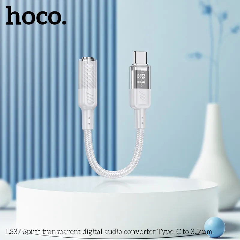 Cáp chuyển đổi âm thanh Hoco LS37 Spirit Transparent thiết kế trong suốt hiện đại