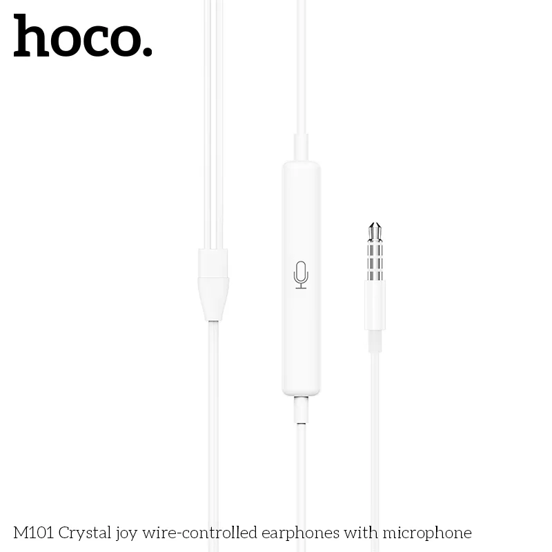 Tai nghe Hoco M101 chi tiết nút bấm tăng giảm âm thanh, mic thu âm rõ ràng