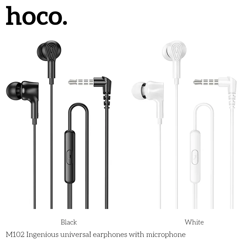 Đóng gói tai nghe Hoco M102 gọn gàng, tiện lợi dễ bảo quản và mang theo
