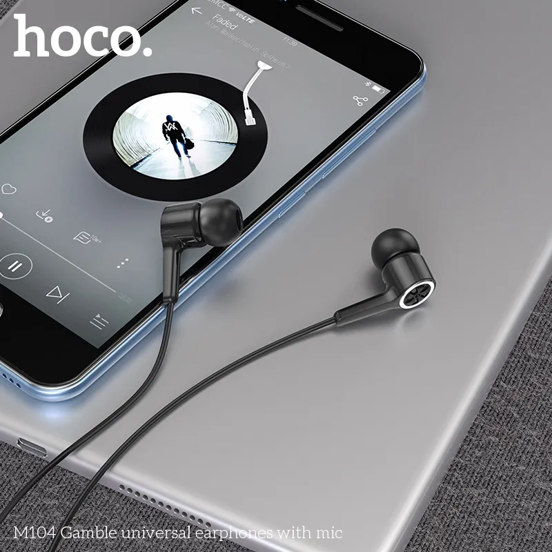 Kích thước tai nghe 3.5mm Hoco M104 dài cáp 1.2m, trọng lượng nhẹ chỉ 12g dễ mang theo